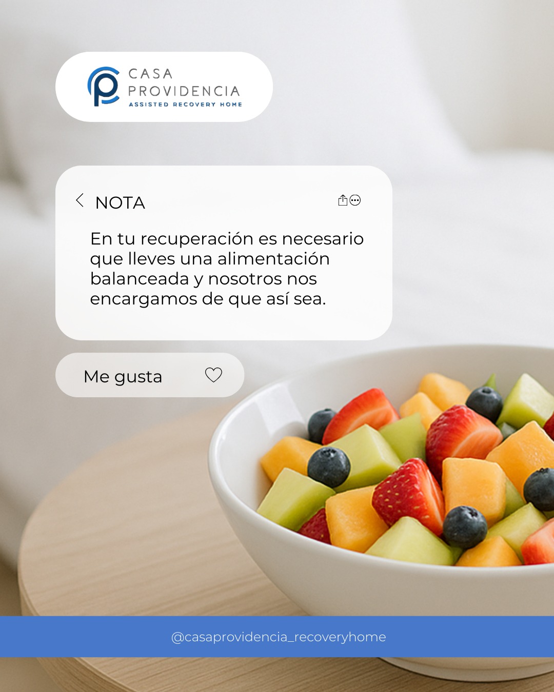 🥗 Aquí no tienes que preocuparte por nada.
En Casa Providencia cuidamos de ti con una alimentación balanceada, pensada para apoyar tu recuperación y que solo te enfoques en sentirte mejor. 💙
📲 ¿Próxima cirugía? Escríbenos y vive tu recuperación acompañada y sin preocupaciones. 2514102002A00201